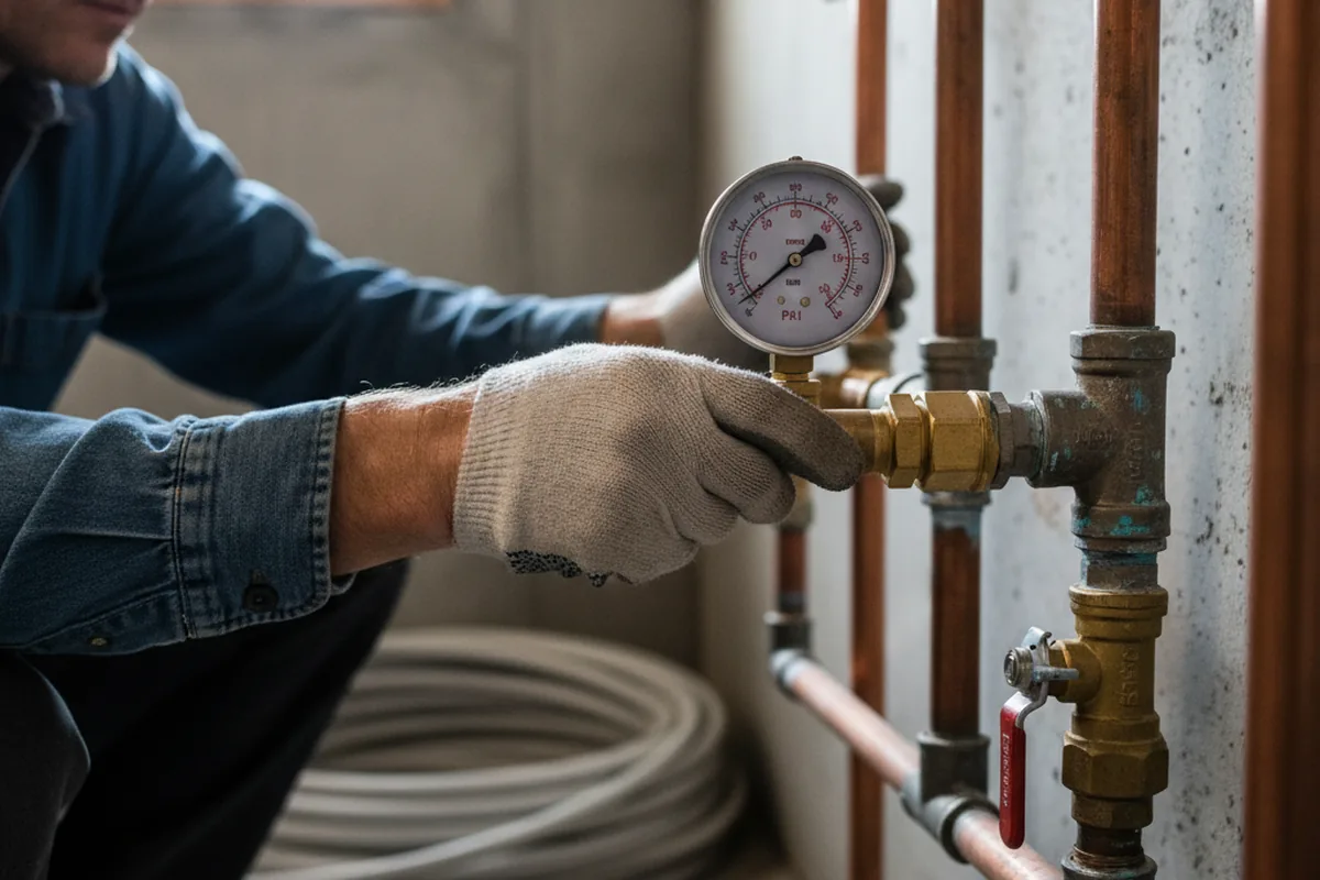Pressure testing a repaired line during Water Line Repair in Colora